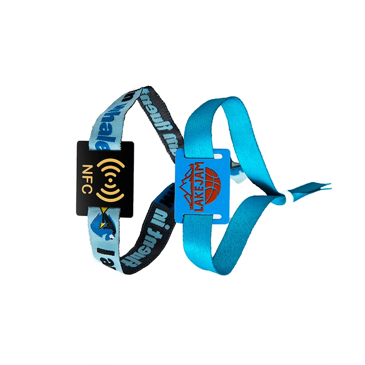 Customized passive RFID fabric wristband price Ntag 213 215 216 Braided wristband