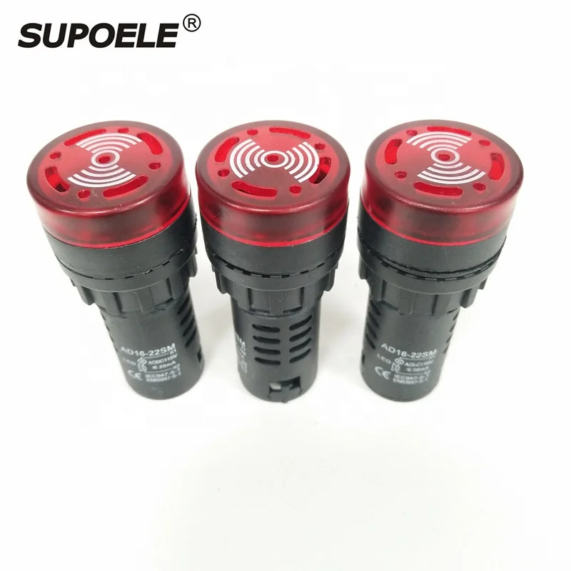 CE RoHS Red Green Yellow Colors Buzzer 22mm With Flashing LED AC110V 120V 127V AD16-22SM