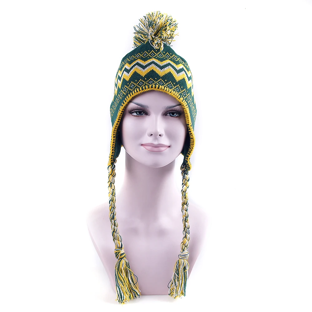 Cockscomb Jacquard Knitted Beanie Hat With Embroidered Logo