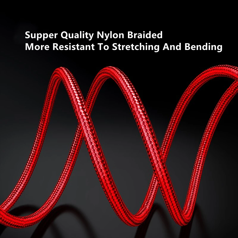 
3B2A 5A Fast Charging Usb Cable Nylon Braided Mobile Cell Smart Phone Charger Flexible Cable 3 In 1 For iPhone Type C Android 