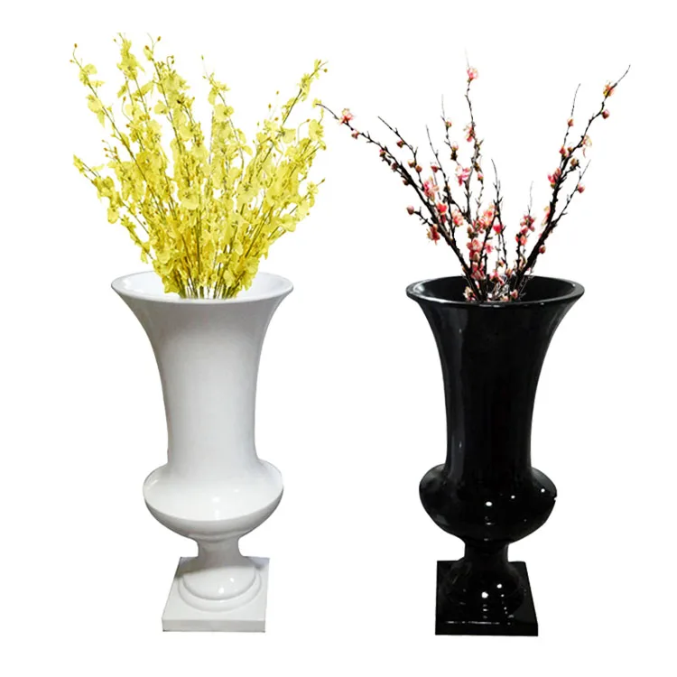 Wholesale Tall Giant White Black Art Abstract Floor Flower Vase For Home Decoration