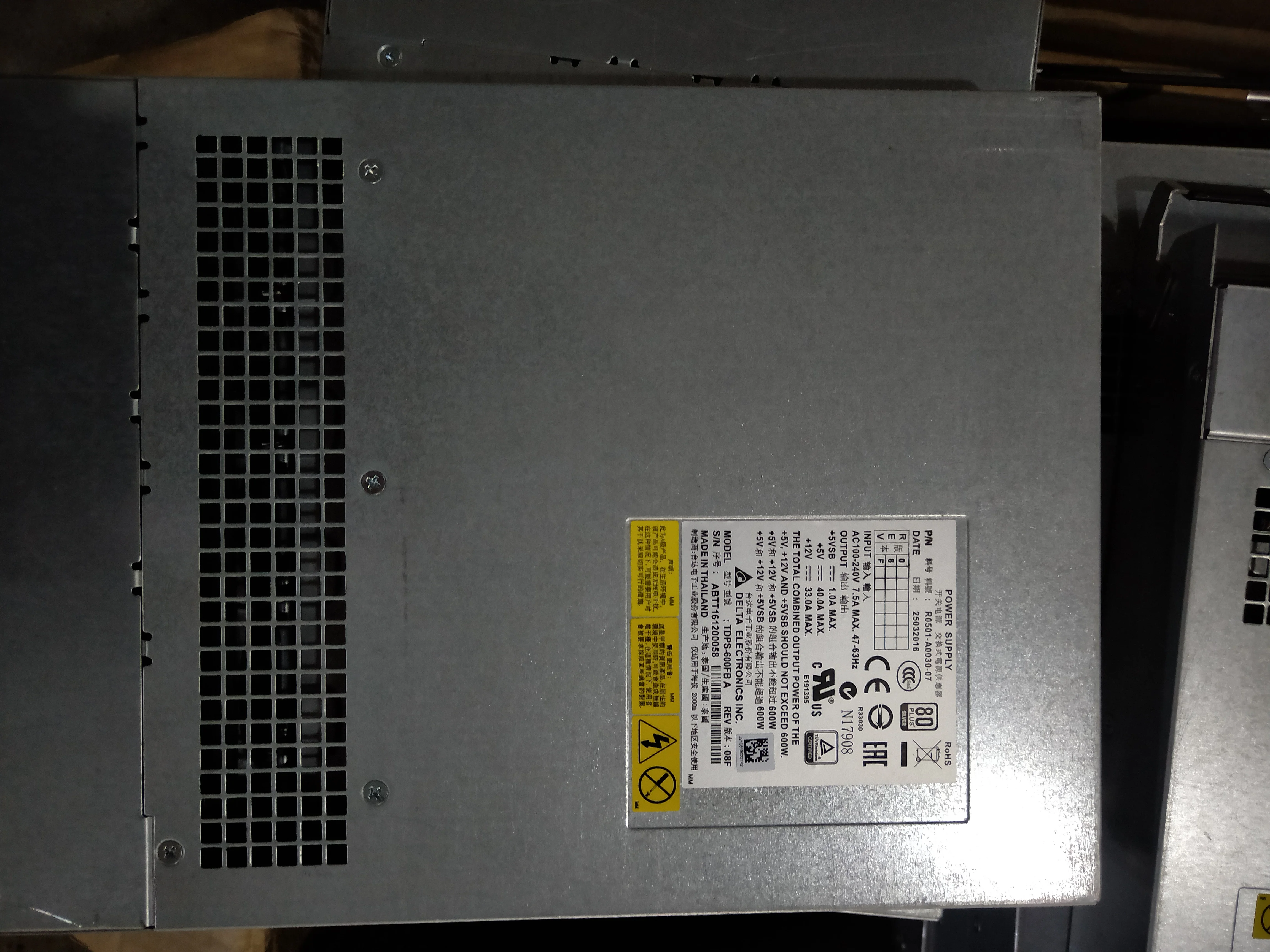 100% рабочее Электропитание для HDS HUS130 110 TDPS-600FB в R0501-A0030 3285197-A 600W полностью