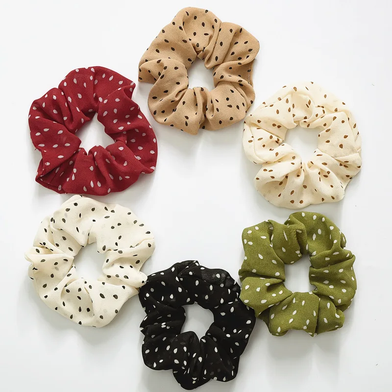New Elastic Hairband Scrunchies For Girls Hair Accessories Fashion Dot Stripe Hair Scrunchies Women Hair Tie