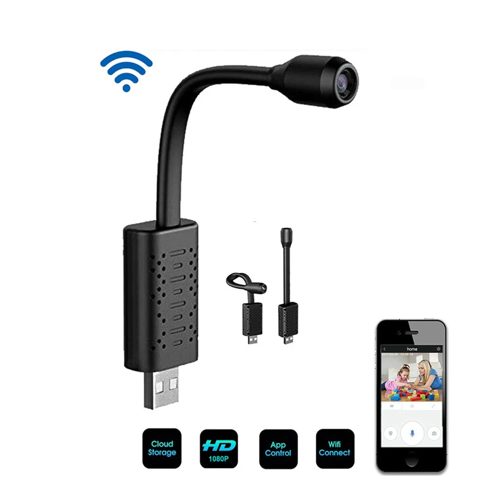 Mini USB Hidden Camera,  WiFi USB Security Camera HD Wireless Body Camera with USB Universal Interface, Cloud TF Storage,