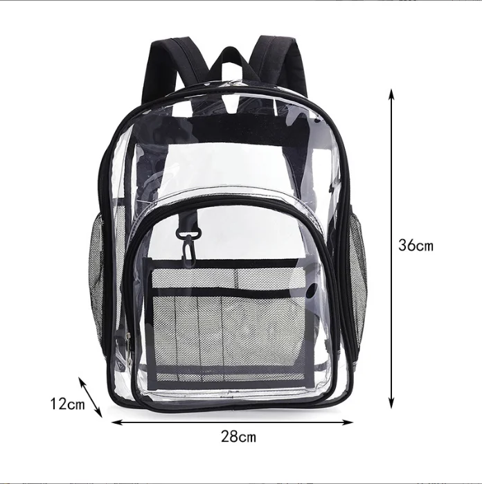 Clear Backpack Stadium Approved for Women Men Heavy Duty See Through Transparent PVC Backpacks for School Work Travel