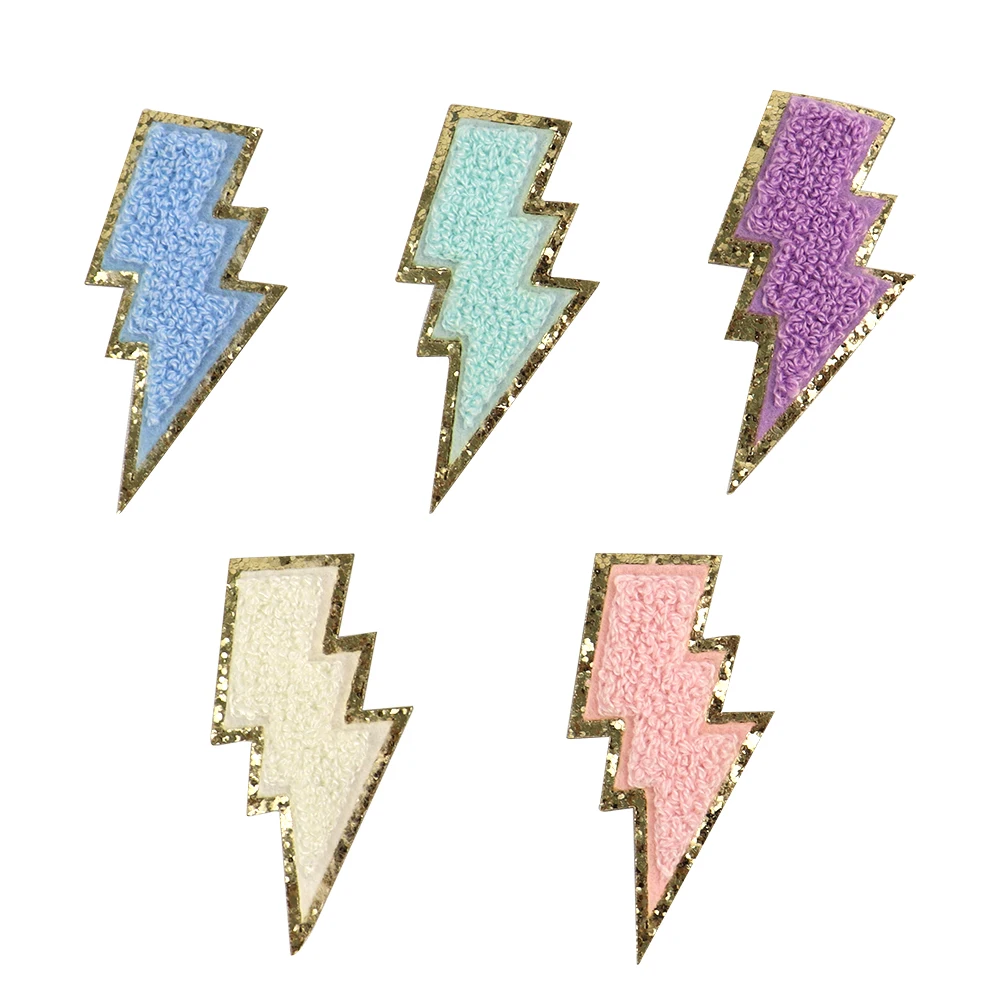 Stock Multi Colorful Cute Embroidered Sticky Clothing iron patches Smiley Face Rainbow Letters Heart Adhesive Chenille alphabet