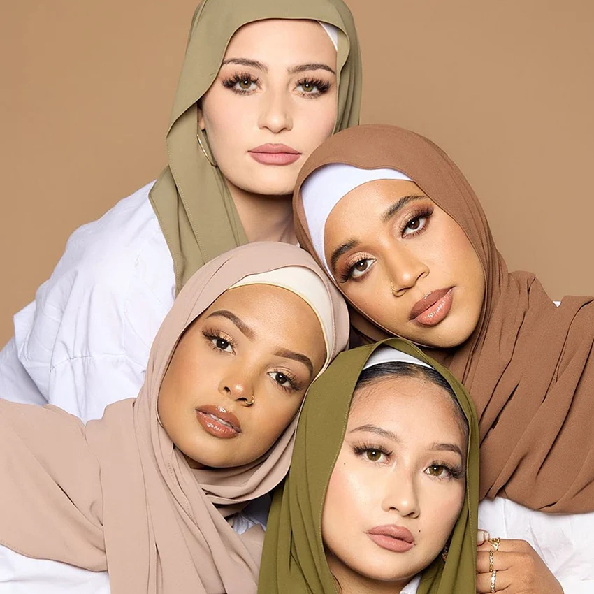 Wholesale Custom Scarf Chiffon Hijab Muslim Tudung Woman Shawl Ethnic Scarves For Women Stylish Jersey Hijab