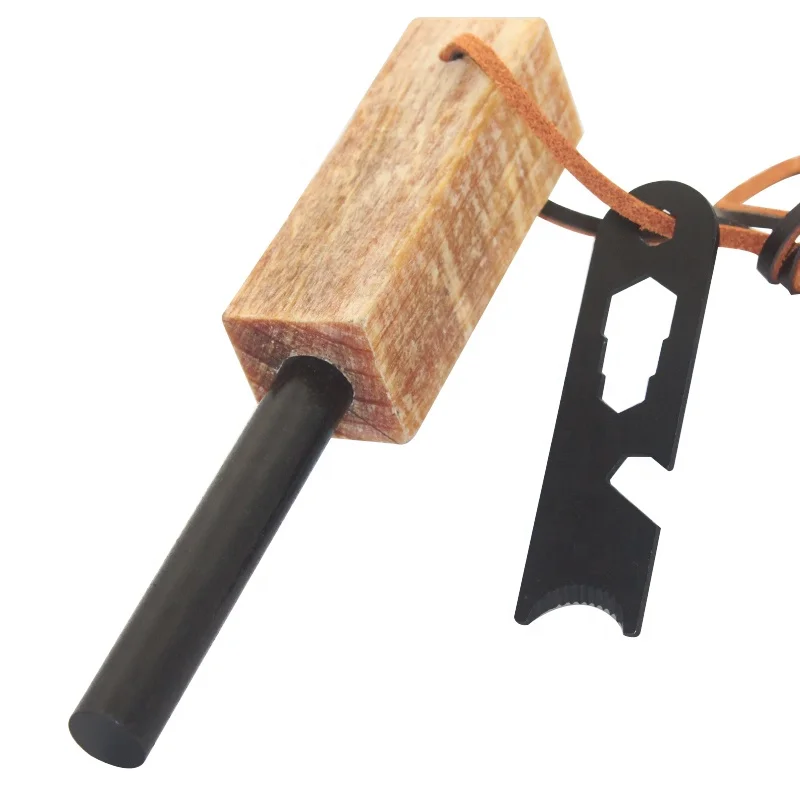 Camping Gear Accessories 12.7mm Feuerstahl Fire Starter Kit with Fatwood Kindling Wood Handle