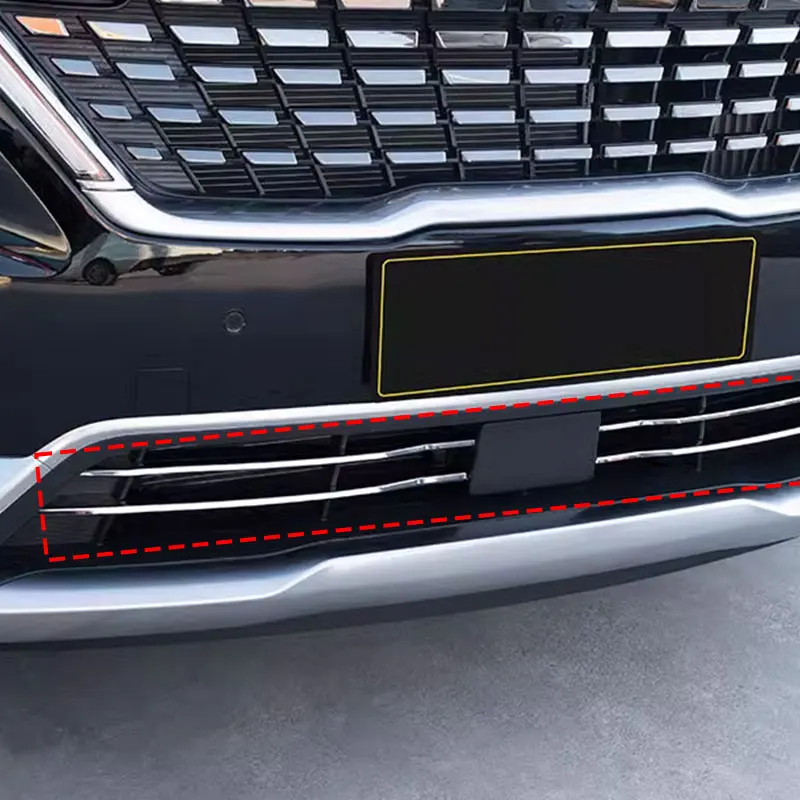 Automotive ABS Carbon Fiber Stainless Steel Chrome Exterior Accessory OEM for 2021 Kia Carnival Lower Center Mesh Trim