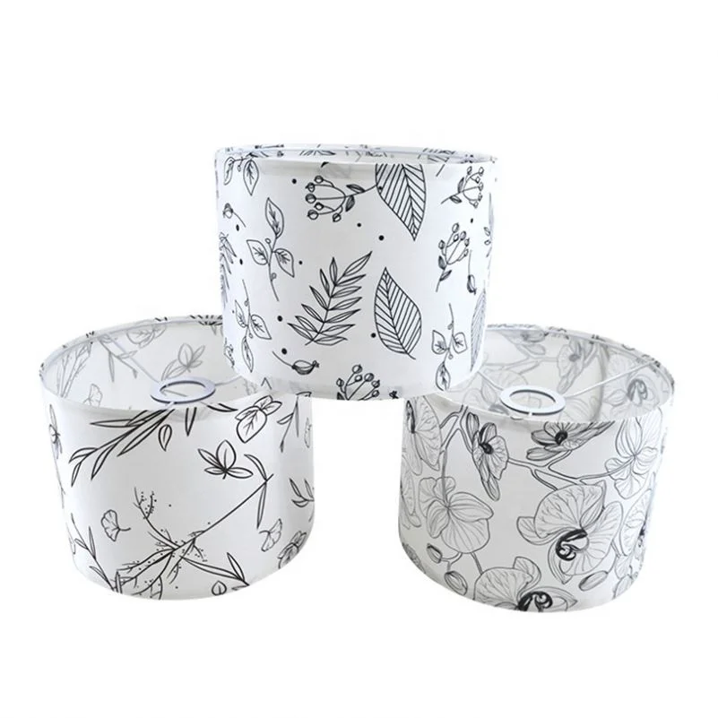 Modern Style Cylinder Printing Lamp Covers Floor Lampshade And Table Lamp Shade Fabric Material Lamp Shade