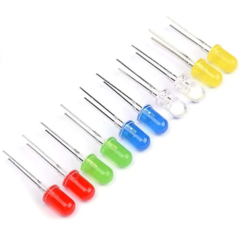 3mm 4mm 5mm LED Light Emitting Diode White/Red/Yellow/Blue/Green Bright Lighting Bulb Electronic Components Diode Parts