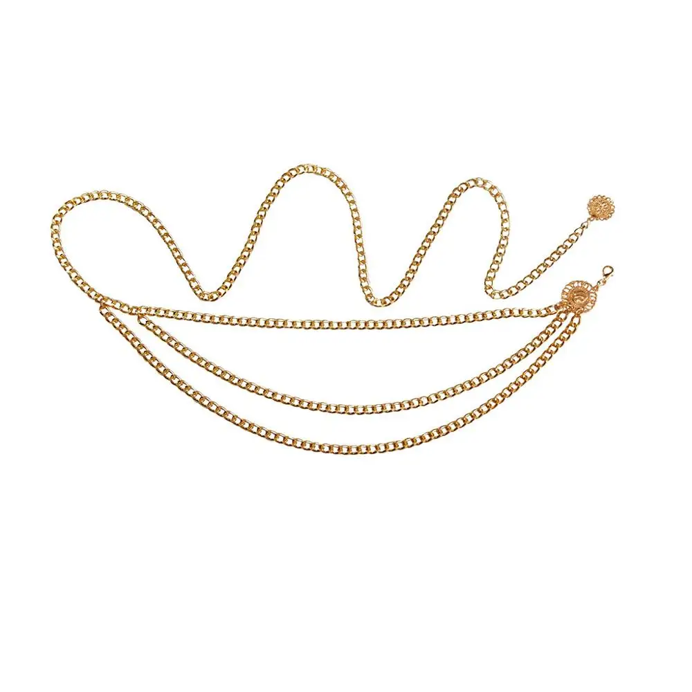 Bohemian Retro Style Multilayer Alloy Waist Chain Body Chain for Women Round Pendant Belly Chain Jewelry