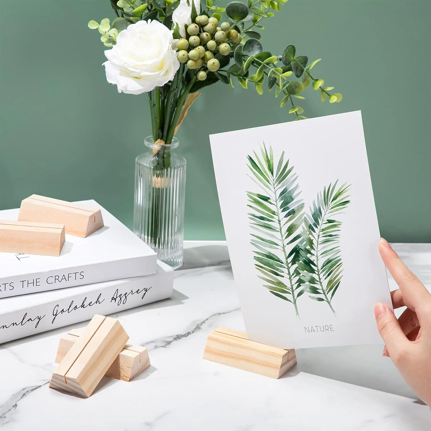 Customized Rustic Wood Table Numbers Holder Stand Wooden Memo Holder Card Photo Picture Note Clip Holders for Wedding Parties