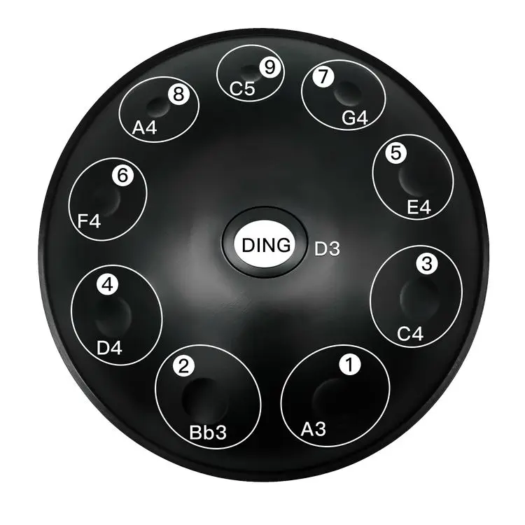 ASTEMAN Handpan Pure Land-Series Black 10 Note Chinese Music Quenching Process Handpan Drum Set Musical Instrument