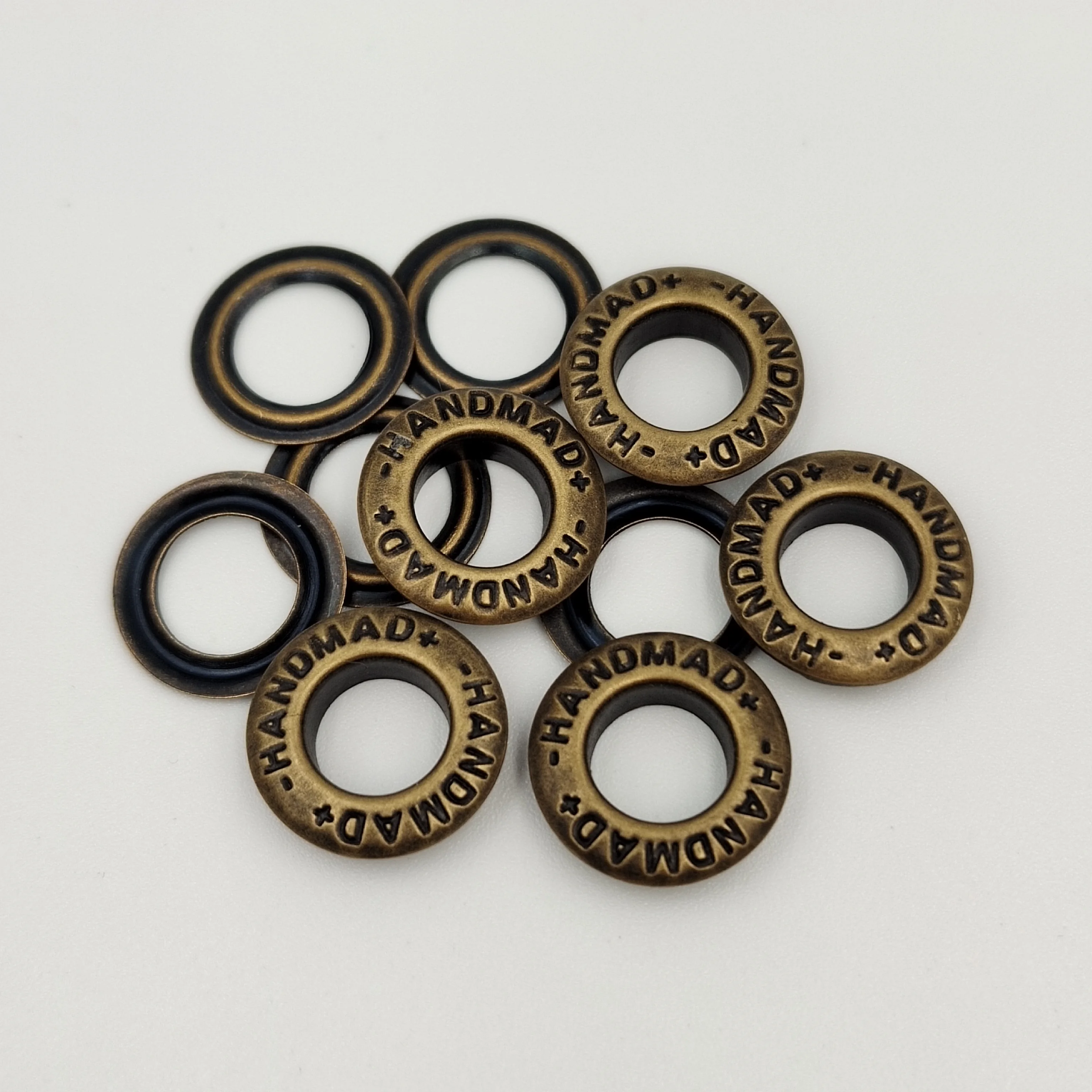 Custom engraved brand letter metallic brass eyelets and grommets