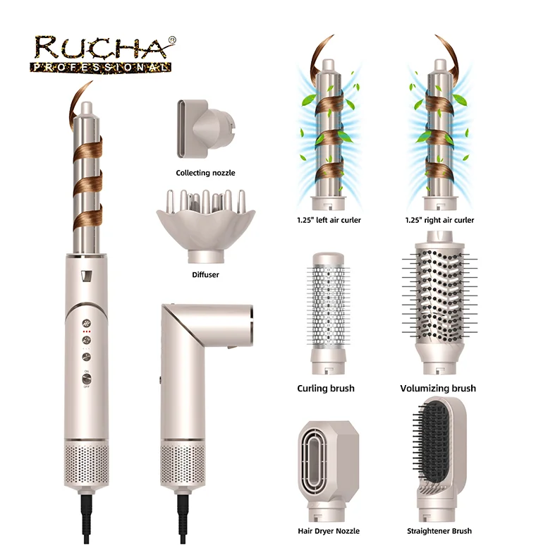 Professional 8 In 1 Hair Dryer 110000RPM High Speed Ionic Hair Dryer Brush 8 In 1 Foldable Air Hair Styler
