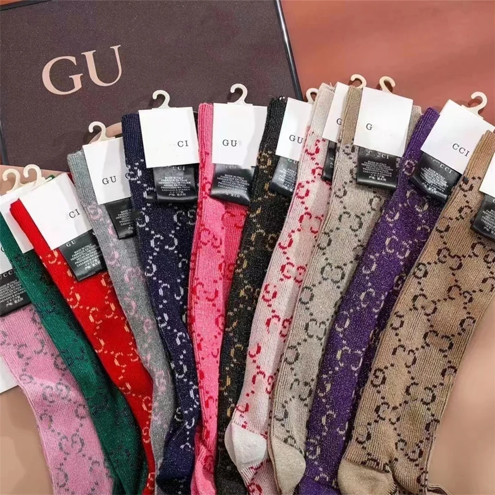 2022 New Socks Factory Custom Logo Gg Glitter Socks Fashion Luxury Brand Designer Women G Socks