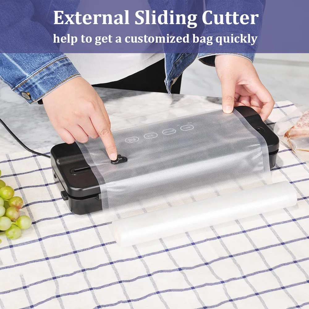 kitchen food vacuum sealer machine external double chamber with cutter for vacuum sealer food packaging bags machine