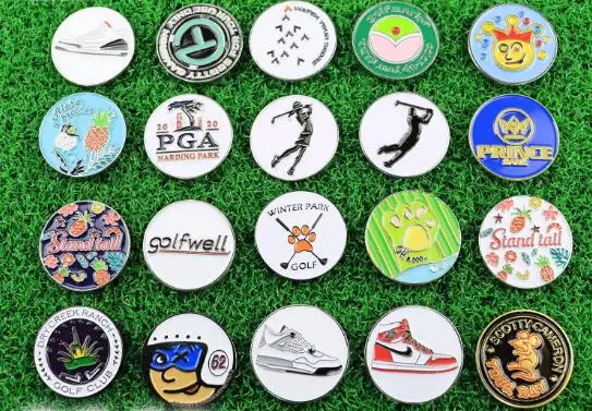 High Quality 25mm Customized Zinc Alloy Enamel Embossed Logo Golf Ball Marker Souvenir