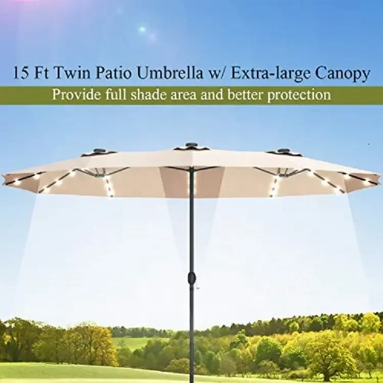 High Quality 15 ft Double Sided Large Patio Garden twin Umbrella Outdoor hanging Umbrella