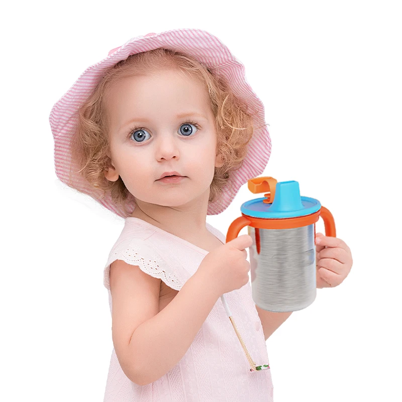 Stainless Steel 360 Silicone Toddler Sippy Cup Kids Water Bottle with Straw Lid Baby Sippy Cup