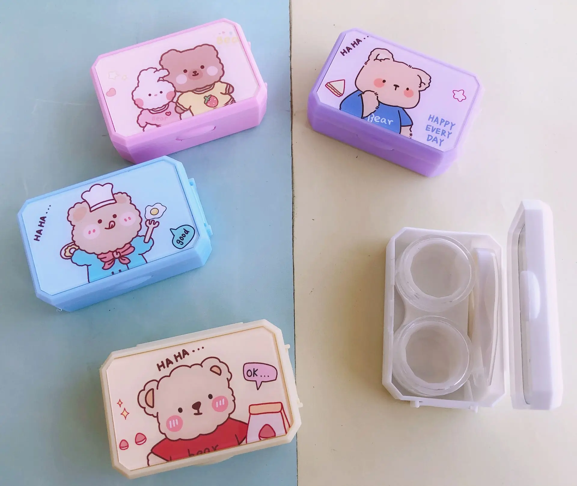 Animal Mini Plastic Contact Lens Case Cosmetics Contact Lens Travel Box for Girls Students