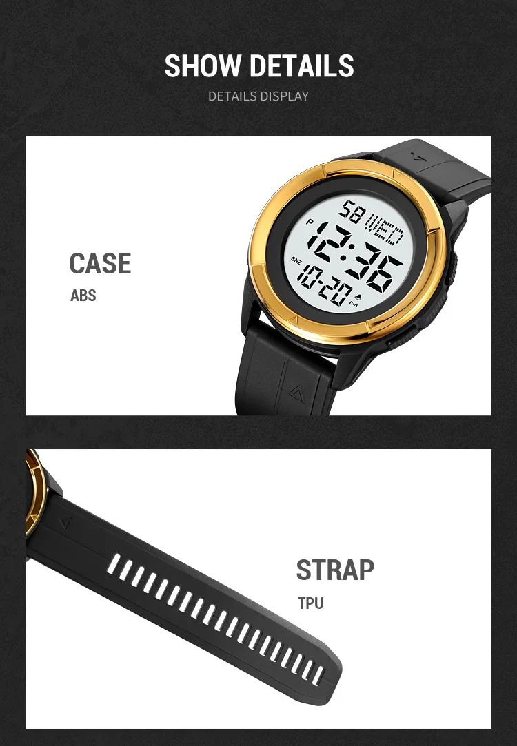 Skmei 2047 fashion made in china gents digital watch low price PU band Waterproof Multi function in stock sports hand watch