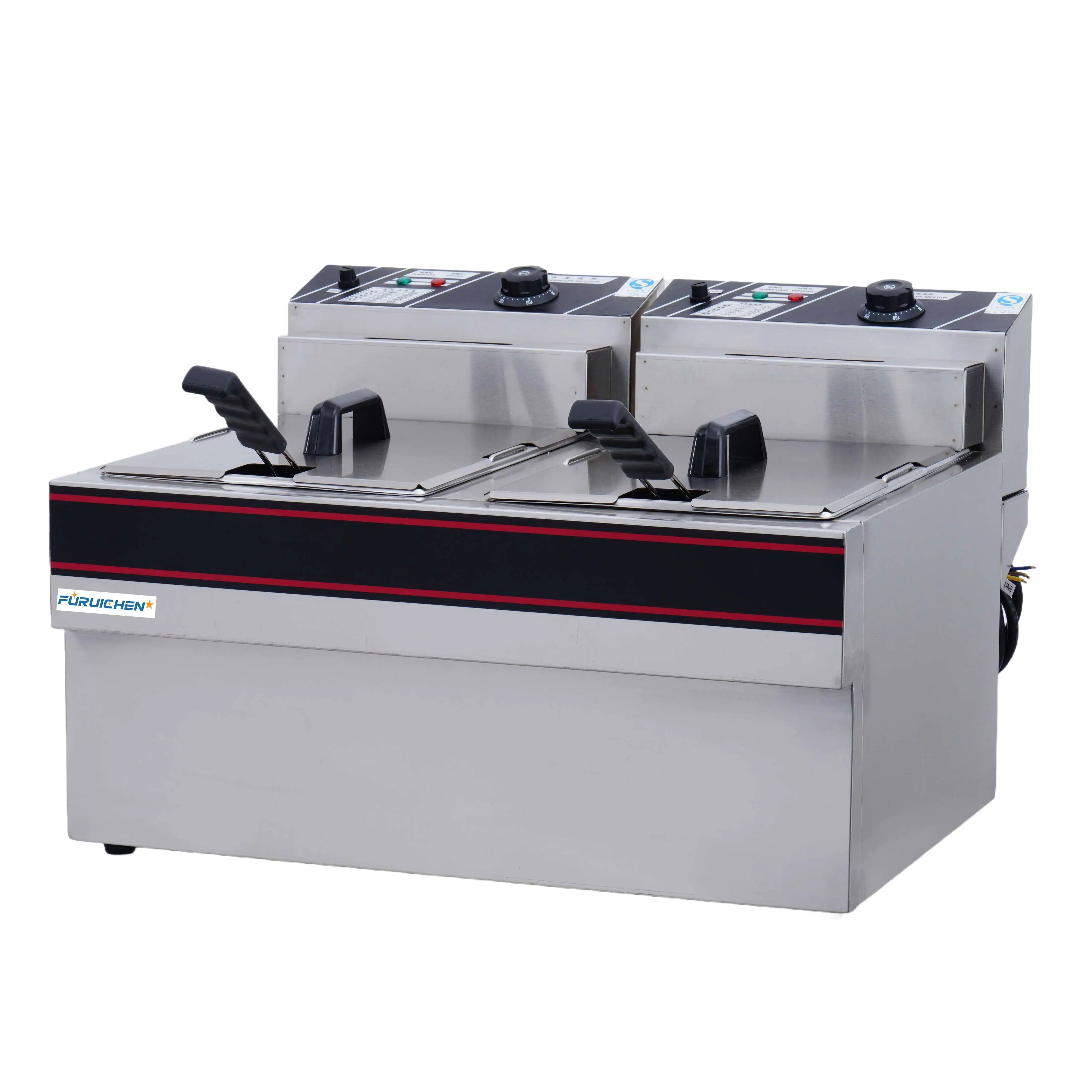 Furuichen 12.5L + 12.5L Commercial Electric Double Cylinder Fryer Machine New For Restaurant Food Shop Home