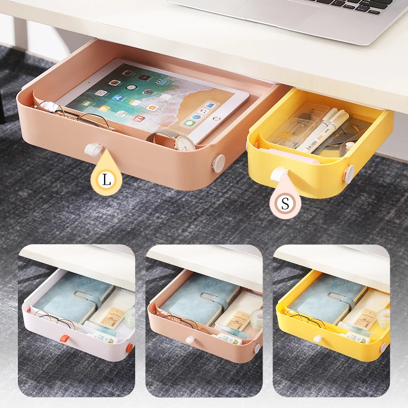 Table bottom office stationary drawer storage under the desk drawer organizer for paper files plastic hidden office drawer