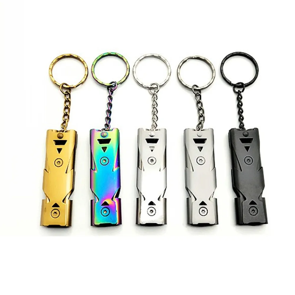 Survival whistle double tube blast outdoor stainless steel high frequency earthquake rescue  high decibel whistle