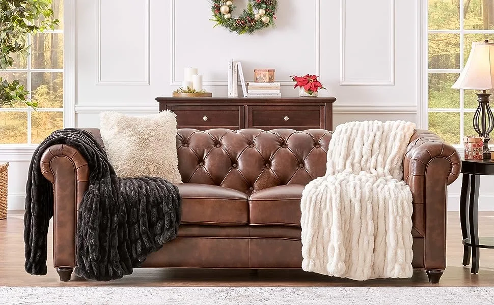 custom luxury faux fur blanket for sofa decoration supper soft fur blanket home decoration faux fur throw blanket
