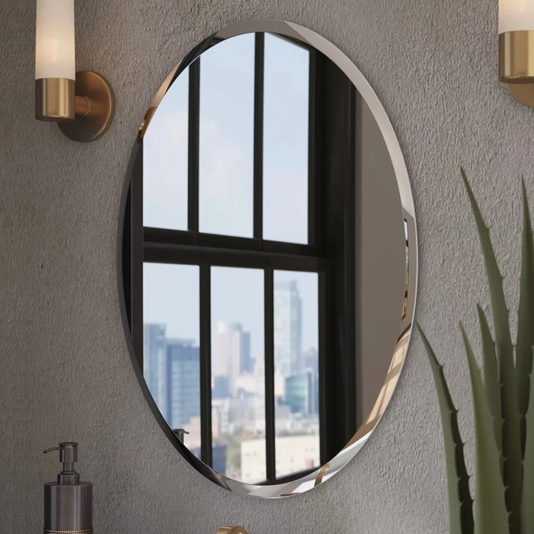 Oval Frameless Bathroom Mirrors/Decoration Designs Frameless Mirror Mounting Hardware