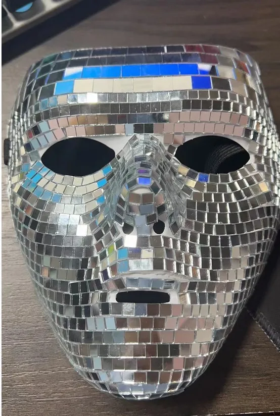 Hot Sale Mirror Ball Disco Mask Bar Prom Glitter Face Mask Party Supplies
