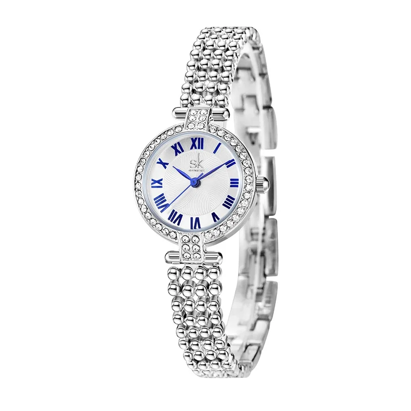 SHENGKE High Quality Watches Women Wrist Luxury Golden Bracelet Diamond Watch Waterproof Stainless Steel Mesh Strap reloj mujer
