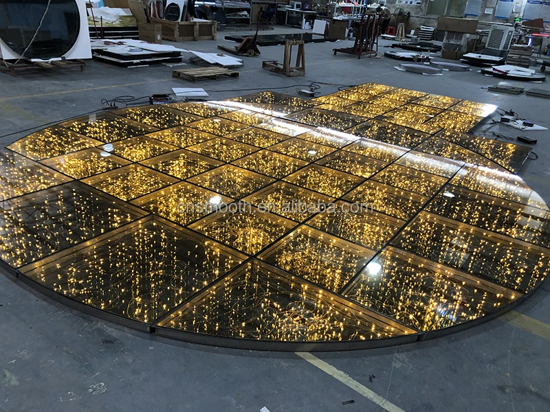 Wedding Event Dance Floor Magnetic RGB Led Light 3D Mirror Stage Wedding Dance Floor