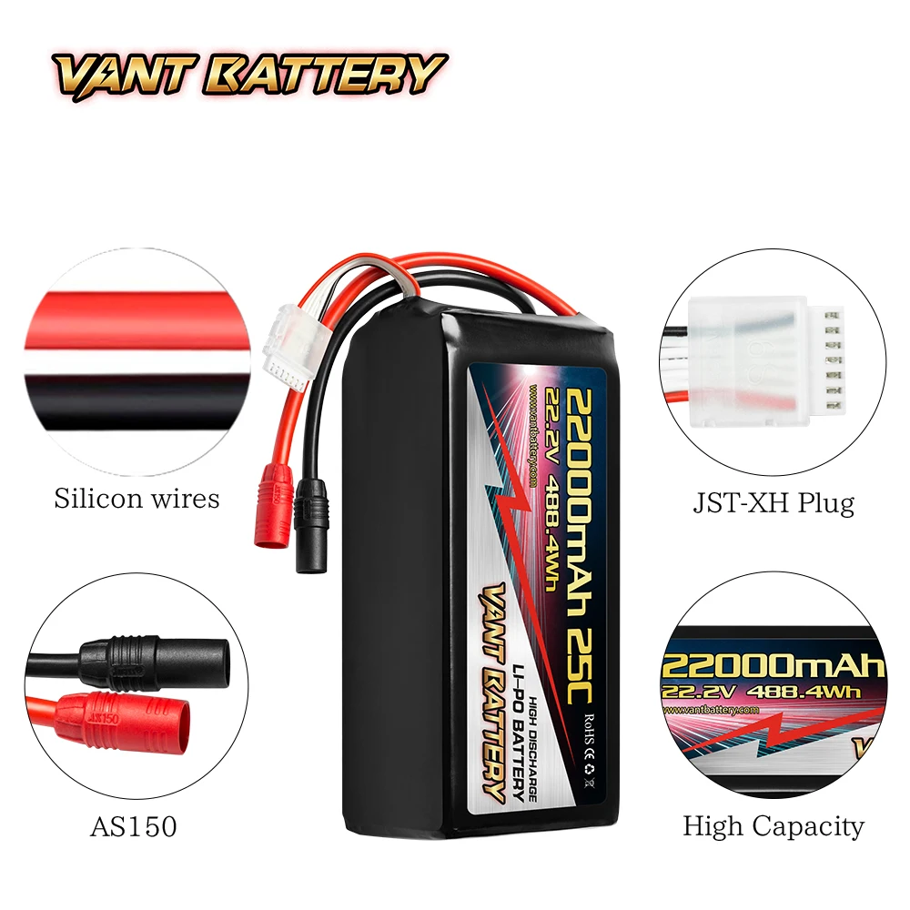 Vant high performance High Capacity 6S 22000mAh Multi-Rotor Lipo Pack for DJI1000 Kopterworx