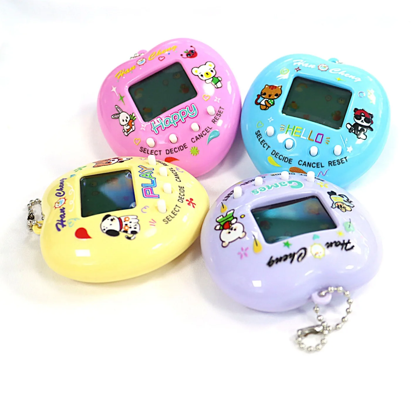 Aawsome colorful LCD Virtual Digital Pet Handheld Electronic Game Machine with Keychain Heart Shape
