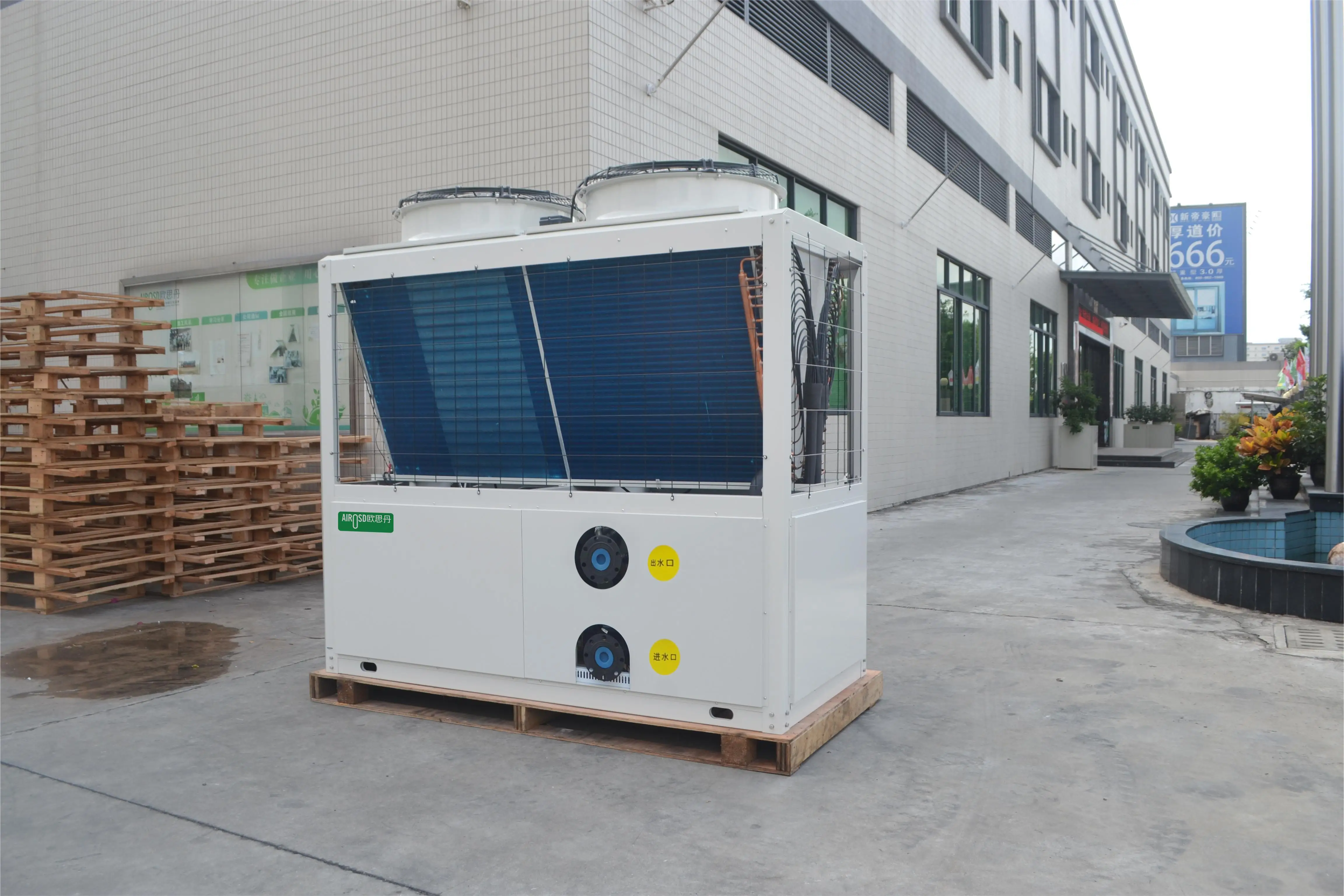 Commercial 90KW stainless steel shell Pool Heat Pump For Marine Fish Culture Pool Titanium Tube Heat Exchanger