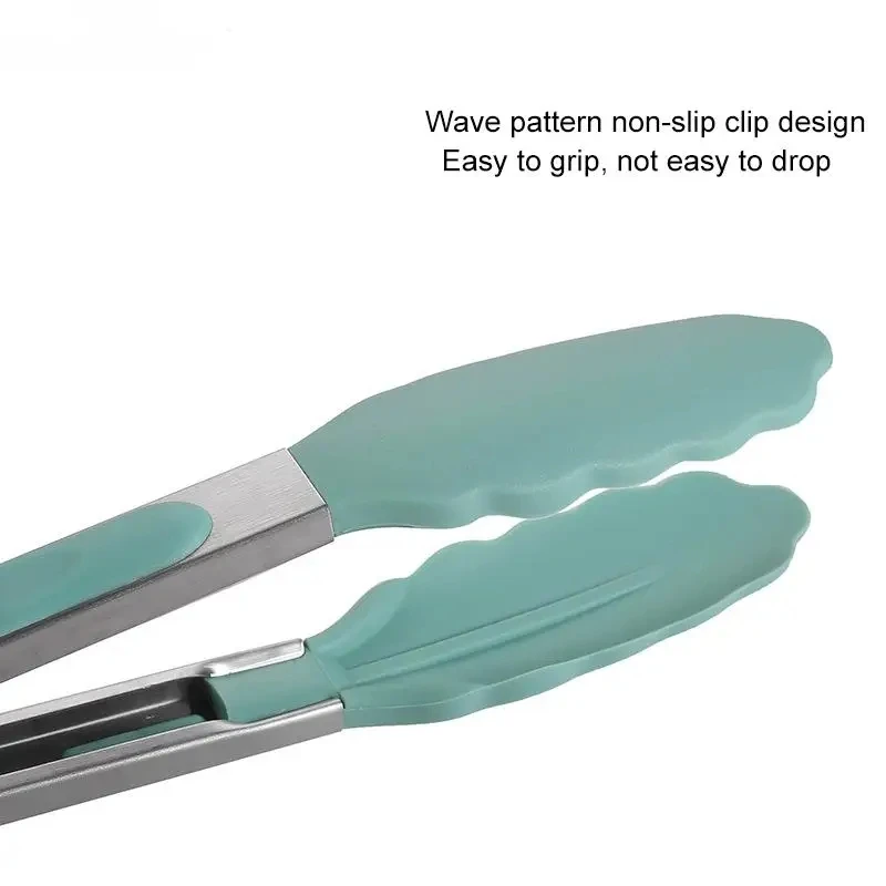 Food Grade Silicone Food Tong Creative Non-Slip Silicone Bread Tong Serving Tong Kitchen Tools BBQ Tools Accessories W24-490