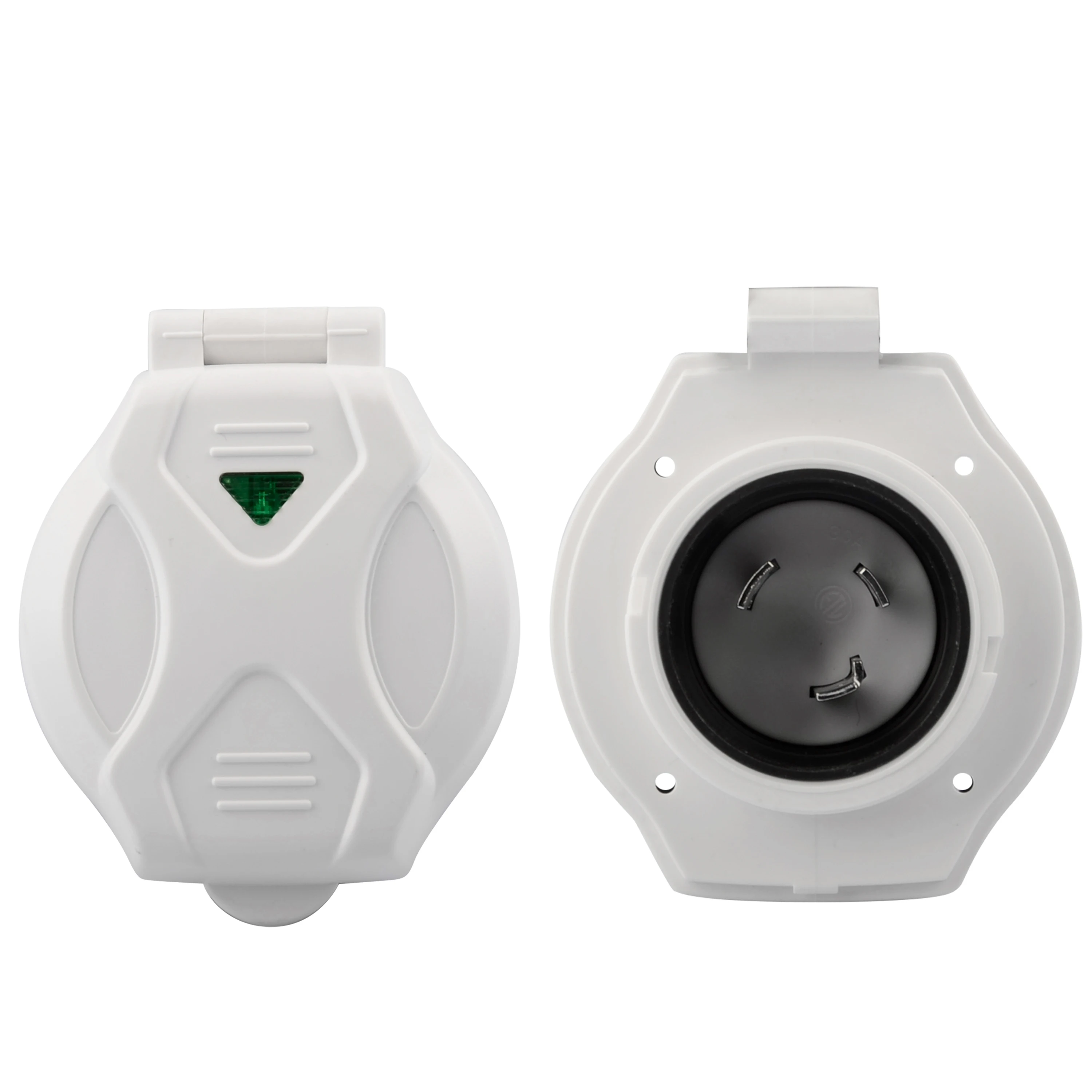 125V 30A Inlet Shore Power Receptacle for RV Camper Boat, Twist Lock NEMA L5-30P 30A RV Inlet Plug with LED Indicator