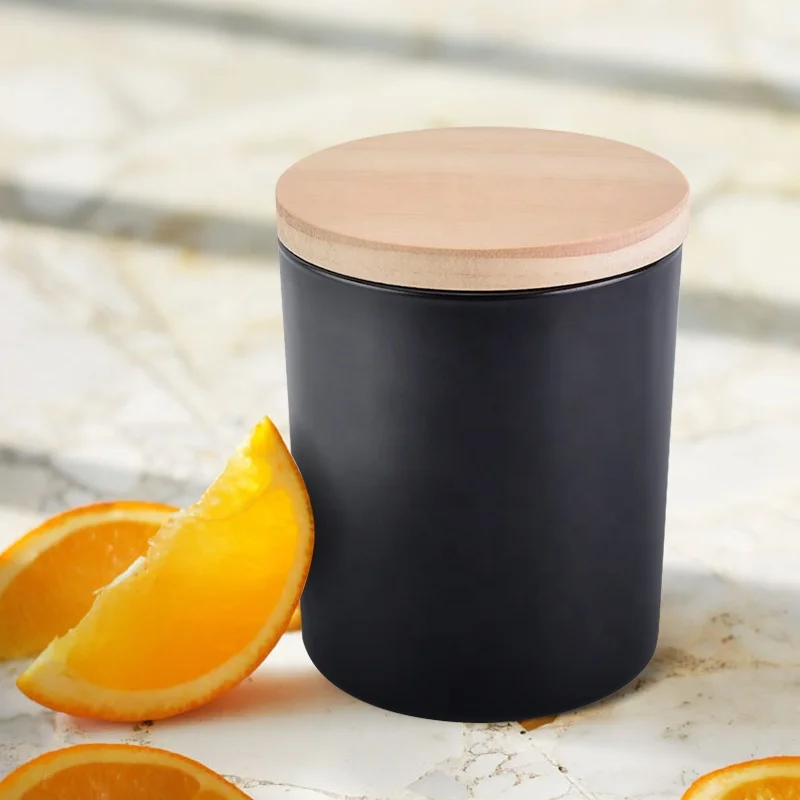 2oz 3oz 6oz 8oz 10oz 12oz 16oz 26oz black candle jars with wooden lid