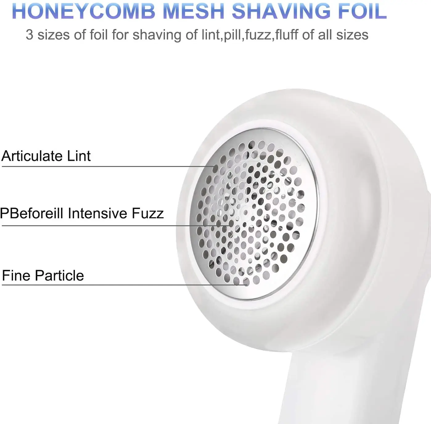 Rechargeable Fabric Shaver Defuzzer, USB Handheld Lint Remover Stainless Steel 3-Blades for Removing Clothes Fuzz, Lint, Pills,