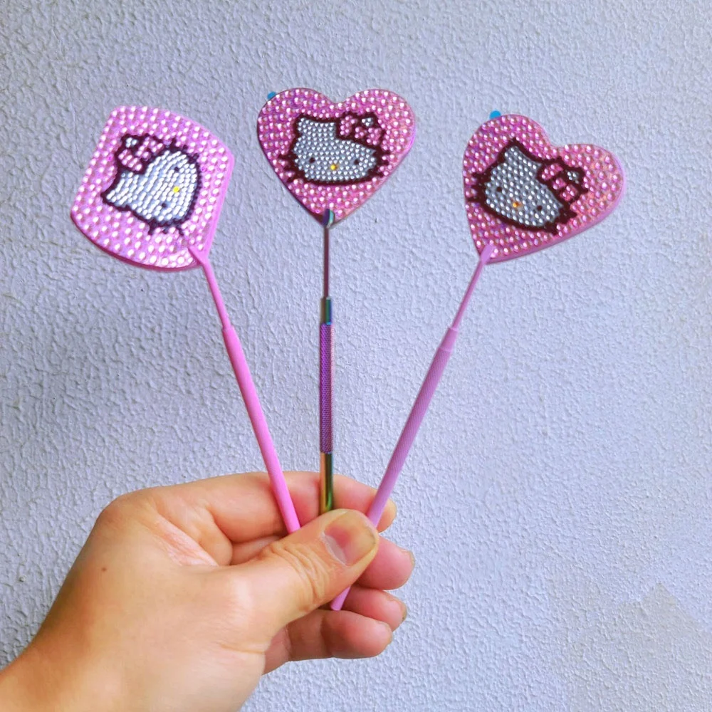 2024 top selling Hello Kitty Lash Mirror with diamonds lash supplies hello kitty hand mirror custom logo lash extensions mirror