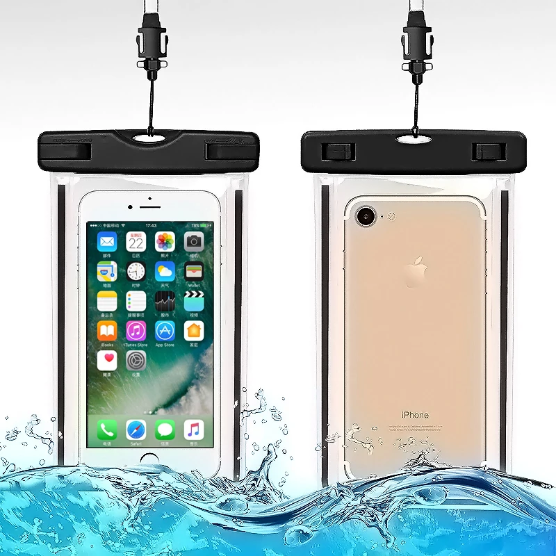 Hot Selling Waterproof Swimming Phone Bag Luminous PVC Underwater Mobile Cover Case for Seaside Vacation Universal Model