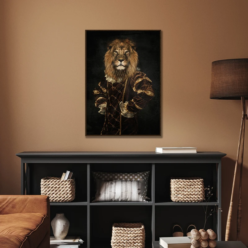 King Lion Canvas Art Painting By Numbers Bar Wall Art for Room Home Decor Graffiti Portait Framed Canvas