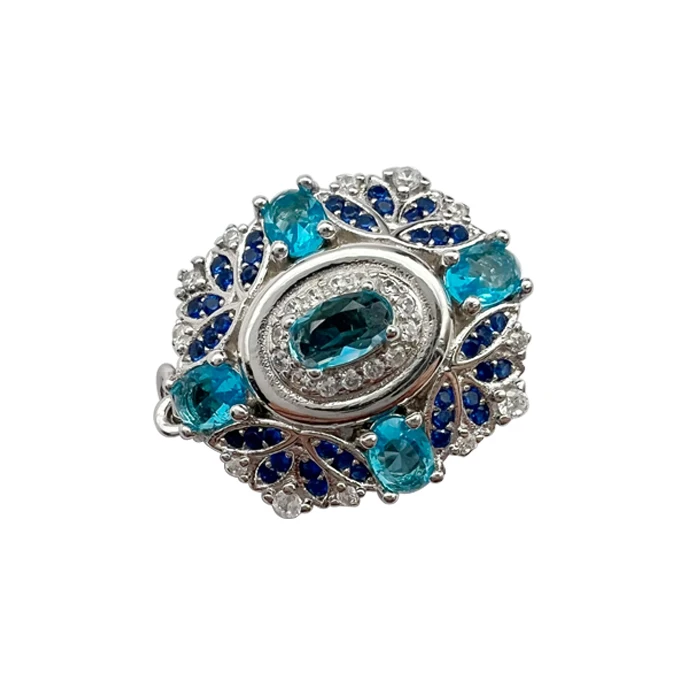 wholesale classy clasp  decorative necklace  pearl connector  fashion luxury zircon 925 sterling silver oval box jewlery clasps