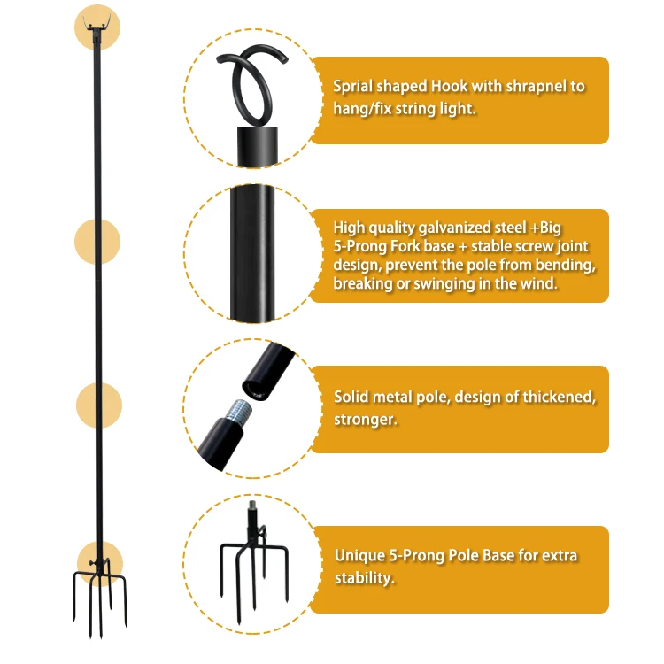 JH-Mech Light Pole Festoon Lighting Steel 2 75 m Raw Metal (комплект из