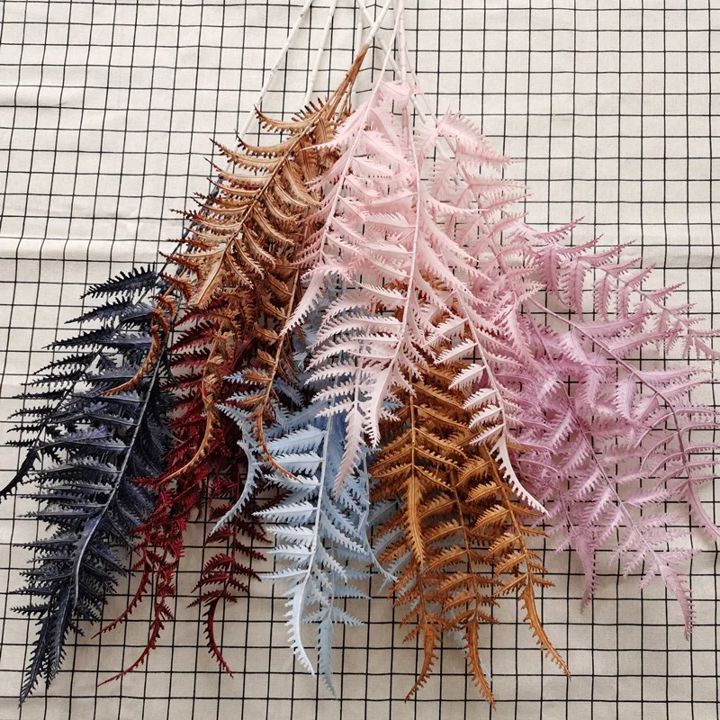 Artificial 5 branches Shrubs Bushes Fake Boston Fern flowers Persian Greenery Plastic Leaves for Home Garden Office Decor