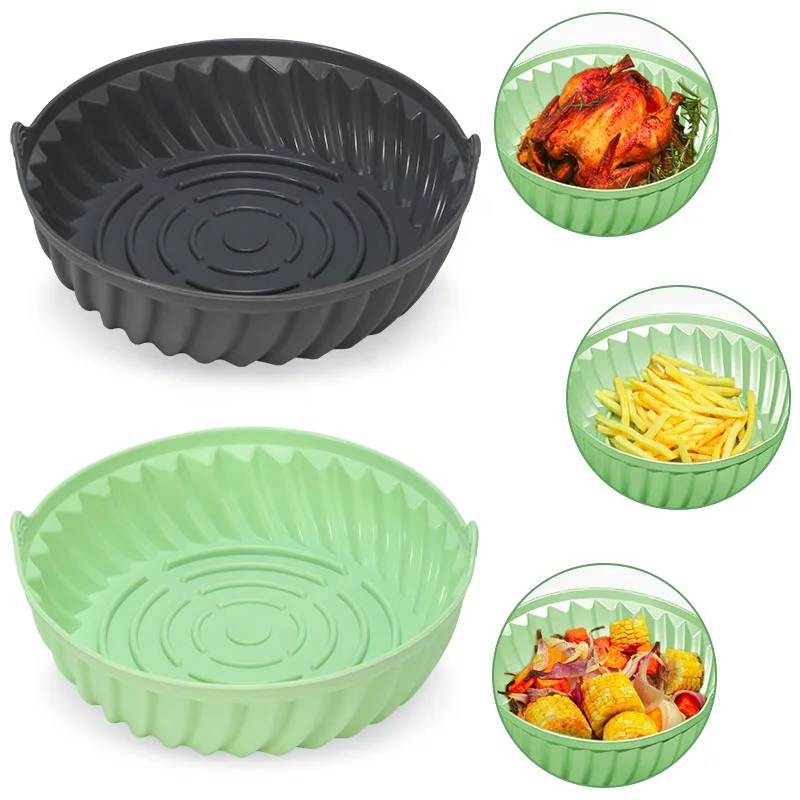 8 inch 2-pack customized color environmental non-stick basket reusable liner air fryer silicone pot for air fryer