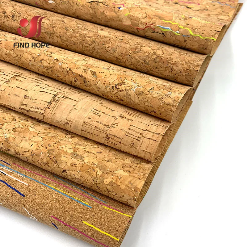 PU synthetic cork leather fabric natural for shoes bags